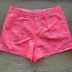 NEW J Crew Neon Coral Jacquard Floral Print Shorts Sz 4 Vacation Boho Bright